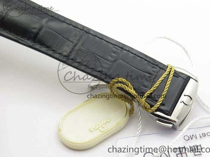 0812 De Ville Chronograph SS OMF 1:1 Best Edition Black Dial On Black Leather Strap A Fashionable 8109